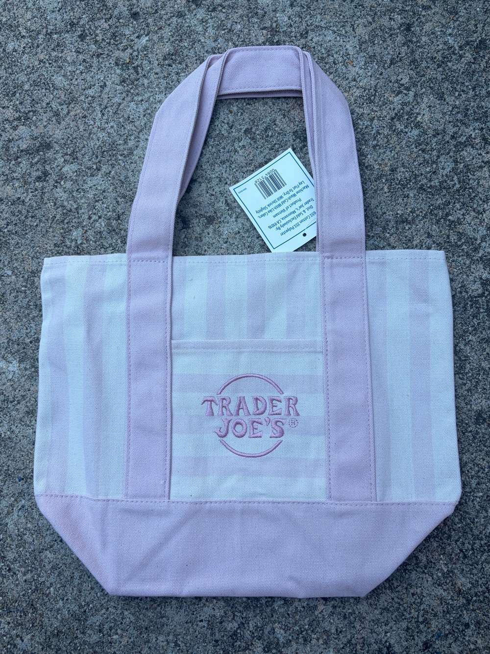 NWT Trader Joe’s Summer 2026 Mini Pink Striped Canvas Tote Bag